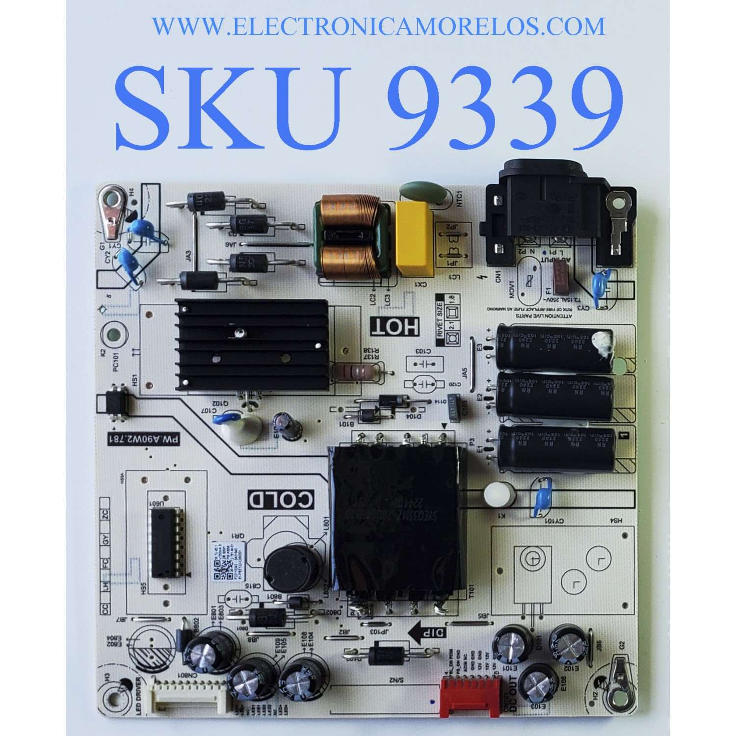FUENTE DE PODER PARA TV HKPRO / NUMERO DE PARTE 81-PBE122-C090001 / PW.A90W2.781 / PW.A90W2.781-M-01 / PW.A90W2 781-M-01 / PANEL LVU500CHDX E0504 / DISPLAY CV500U5-T02 REV:01 / MODELOS DAW50UR / HKP50RUHD2
